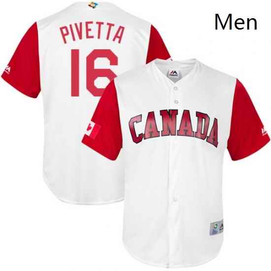 Mens Canada Baseball Majestic 16 Nick Pivetta White 2017 World Baseball Classic Replica Team Jersey